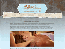 Tablet Screenshot of allegriamassage.com